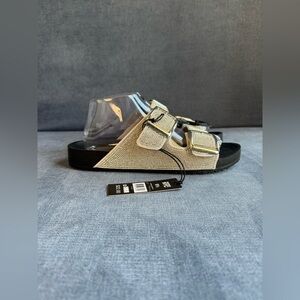 Madden NYC Slip On Slide Double Strap Sandals SZ 9.5 Silver Bedazzled Casual New